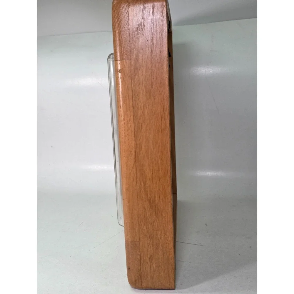 Vintage New Haven Quartz Wall Clock Square Wood Oak Frame Retro 70s 80s Rare